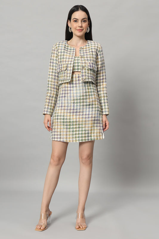 Multicolored Two Piece Tweed Co-Ord Set5