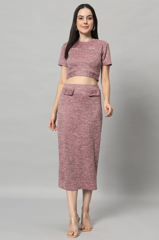 Women Pink Co-Ord Set Winter