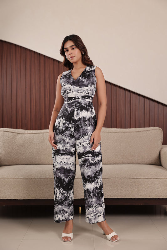 Black & White Printed Jumpsuit