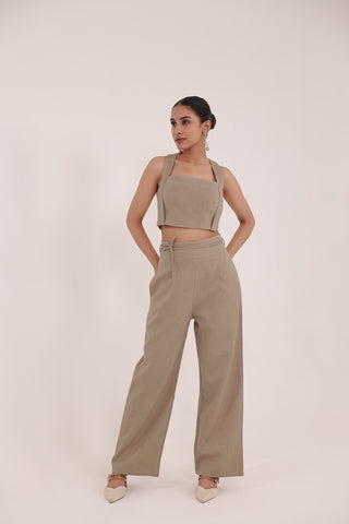 Beige Crop Vest Top Co-ord Set