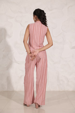 Pink Tie-Up Neck Co-Ord Set